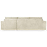 HOMIFAB Canapé d'angle Convertible réversible 5 Places avec Coffre de Rangement en Velours côtelé Beige - Collection Harper