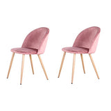 GrandCA HOME Lot de 2 Chaises de Salle à Manger en Velours, Chaises de Cuisine avec Coussin de Siège en Velours Doux, Chaises de Salle à Manger Latérales Rembourrées pour Salon, Rose