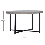HOMCOM Table Basse Ronde Effet béton ciré en Bois et métal - Ø 80 x 45 cm - piètement croisé