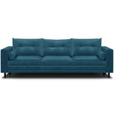 HOMIFAB Canapé 3 Places Convertibles en Velours Bleu Canard - Collection Viktor
