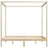 vidaXL Cadre de Lit à Baldaquin Lit Double Lit Adulte Lit Coffre Sommier à Lattes Chambre à Coucher Maison Intérieur 160x200 cm Bois de Pin Massif