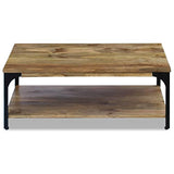 vidaXL Table Basse Table d'Appoint Etagère Bout de Canapé Bois de Manguier