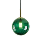 LFsem Plafonnier Simple Tête Coloré Ø15cm Globe En Verre Suspension E27 Loft Chambre Restaurant Suspension Lustre Simple Moderne (Vert Foncé)