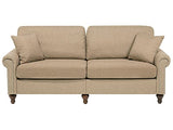 Beliani Canapé Fixe 3 Places Tapissé en Tissu Beige avec Clous Décoratifs pour Salon au Style Moderne