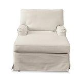 Loberon Méridienne Myersville - Bois de pin, Polyester, Lin - H/L/P env. 84/91/148.5 cm - crème