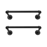 OROPY Tringle à vêtement Industriel, Lot de 2, Porte Manteaux Rétro 49cm, Penderie Murale Rail de Suspension Style Loft de Tuyau Barre en Métal (Deux Bases)