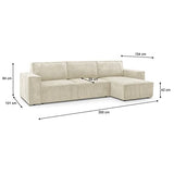 HOMIFAB Canapé d'angle Convertible réversible 5 Places avec Coffre de Rangement en Velours côtelé Beige - Collection Harper
