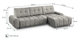 mb-moebel Canapé d'angle Droit/Gauche en lit Convertible avec Coffre 4 Places - Pieds en Métal, en Tissu - Salon & séjour - 290cmx172cmx96cm - Coraline (Droit, Gris Clair)