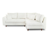 Lisa Design - Rune - canapé d'angle Droit - 4 Places - avec Pouf d'appoint - en Tissu Bouclette - Blanc