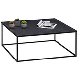 IDIMEX Table Basse HILAR Table de Salon Grande Table d'appoint Design Retro Vintage Industriel, Plateau carré de 80 x 80 cm en métal laqué Noir