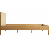 HOMIFAB Lit Adulte 180x200 cm en placage chêne avec tête de lit en Bois Massif et cannage Naturel - Leonie