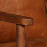 vidaXL Canapé à 2 Places Cuir Véritable avec Bois Acacia Marron Sofa de Salon