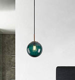 LFsem Plafonnier Simple Tête Coloré Ø15cm Globe En Verre Suspension E27 Loft Chambre Restaurant Suspension Lustre Simple Moderne (Vert Foncé)