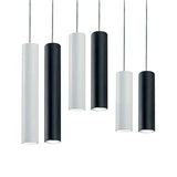 Lampe à suspension cylindrique GU10 de plafond H40 en métal laqué noir (noir, hauteur 40 cm)