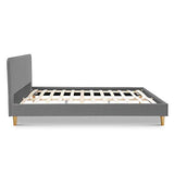 IDMarket - Lit Double scandinave Balta 140 x 190 CM Tissu Gris Clair