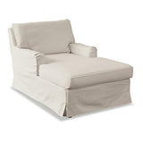 Loberon Méridienne Myersville - Bois de pin, Polyester, Lin - H/L/P env. 84/91/148.5 cm - crème