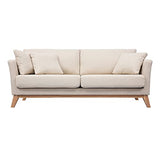 Canapé scandinave 3 Places déhoussable Beige et Pieds Bois Oslo