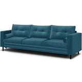 HOMIFAB Canapé 3 Places Convertibles en Velours Bleu Canard - Collection Viktor