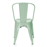 hjh OFFICE 645040 Chaise en métal bistro VANTAGGIO BRUSH vert pastel mat, design Industriel, empilable