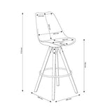 Marque Amazon - Movian Arendsee - Lot de 2 tabourets de bar, 55 x 48,5 x 111,5 cm (longueur x largeur x hauteur), Noir/ pieds en hévéa finition chêne huilé