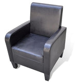 vidaXL Fauteuil Rembourré Canapé de Salon Sofa en Cuir Synthétique Noir