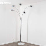 hofstein Lampadaire Nikkala, lampe sur pied en métal chromé avec effet de lumière, 5 x E14, lampe sur pied avec socle en marbre, sans ampoules