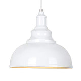 Vintage Suspension Luminaire Industrielle E27 Ø29cm,Rétro Métal Lustre Abat-jour Lampe Plafonnier Eclairage Installation (Blanc)