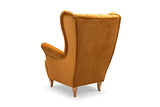 E-MEUBLES Fauteuil en 1 Place en Tissu Fixe, Fauteuil tapissé avec Oreilles et accoudoirs - VIVALDO (Jaune)