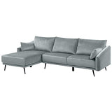 Canapé d'Angle Côté Droit en Velours Gris de Qualité sur Pieds Noirs Design Chic et Élégant pour Salon Moderne et Glamour Beliani