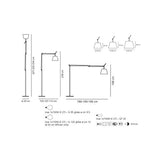 Lampadaire Artemide Tolomeo Mega base de corps avec la tige et diffuseur - 360 mm, Dimmable, Noir, Noir, Tissu noir