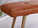 Kadima Design SALI Banc de Jardin en Cuir de chèvre Massif 117 x 51 x 38 cm Style rétro 2 Banc rembourré, Couloir, Banc rembourré en Cuir Marron