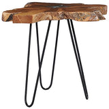 vidaXL Table Basse Table d'Appoint Table de Salon Bout de Canapé Maison Intérieur Salle de Séjour 70x45 cm Polyrésine Bois de Teck Massif