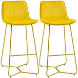 HOMCOM Lot de 2 Tabouret de Bar Chaise de Bar Velours avec Repose-Pieds Hauteur 103 cm - Pieds métal doré - Jaune