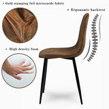 Homy Casa – Lot de 4 chaises de salle à manger douces avec dossier et pieds en métal massif pour salon, maison, marron