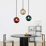 LFsem Plafonnier Simple Tête Coloré Ø15cm Globe En Verre Suspension E27 Loft Chambre Restaurant Suspension Lustre Simple Moderne (Ambre)