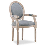 INTENSE DECO Fauteuil médaillon Louis XVI Tissu Gris