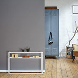 Relaxdays Console 2 Plateaux, Couloir et Salon, 70x110x30 cm, métal, Verre, Aspect Bois, Support à étagères, Blanc