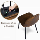Homy Casa – Lot de 4 chaises de salle à manger douces avec dossier et pieds en métal massif pour salon, maison, marron