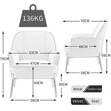 SEPNINE Fauteuil de Salon Moderne en Velours - pour Salon et Chambre à Coucher - Jusqu'à 135 kg (Gris)