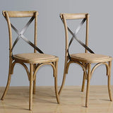 Bolero GG656 Lot de 2 chaises de salleà  manger en bois avec dossier et croix en métal Hauteur 880 mm