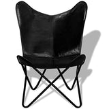 vidaXL Chaise Papillon Cuir Véritable Marron Fauteuil Salon Chambre Maison