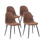 MEUBLE COSY Lot de 4 chaises de salle à manger Scandinave Fauteuil Salon Salon Pied Métal Noir Rétro Vintage en Suède Marron, 42,5x54,5x86cm