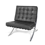 Fern Chaise longue style Barcelona en cuir noir