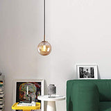 LFsem Plafonnier Simple Tête Coloré Ø15cm Globe En Verre Suspension E14 Loft Chambre Restaurant Suspension Lustre Simple Moderne (Ambre)