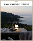 LUUK LIFESTYLE Lampe LED portable design scandinave, lanterne sans fil, lampe de table, luminosité réglable, USB, terrasse, intérieur et extérieur jardin, étanche IP 44, rechargeable, anse curry