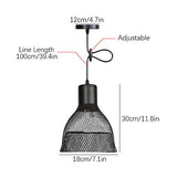 Filet de fer Abat-jour Noir Douille E27 Lampe Suspension Vintage Plafonnier DIY Lustre Fil Ajustable avec Noeud Luminaire Interieur pour Salon Chambre Restaurent Bar
