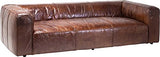 Kare Cubetto Canapé, Bois partiel, MDF, Cuir Marron, 3- Sitzer