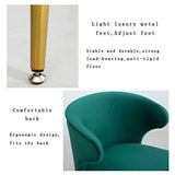 Chaise Design Scandinave,Métal Accueil Dossier Restaurant Simple Négocier Fauteuil En Tissu Velours Rétro (Color : Green)