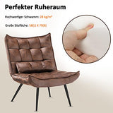MCombo 4779-1 Fauteuil de détente moderne avec coussin de taille rétro vintage Fauteuil de lecture Fauteuil de salon rembourré sans tabouret, microfibre marron)