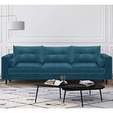 HOMIFAB Canapé 3 Places Convertibles en Velours Bleu Canard - Viktor